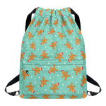 Little Gingerbread Man Pattern Print Drawstring Backpack