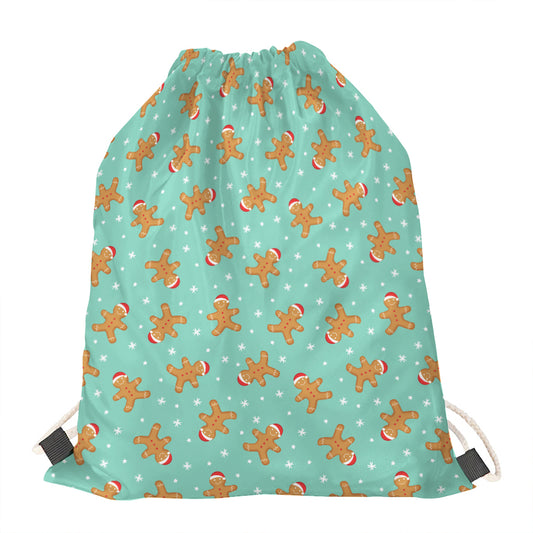Little Gingerbread Man Pattern Print Drawstring Bag