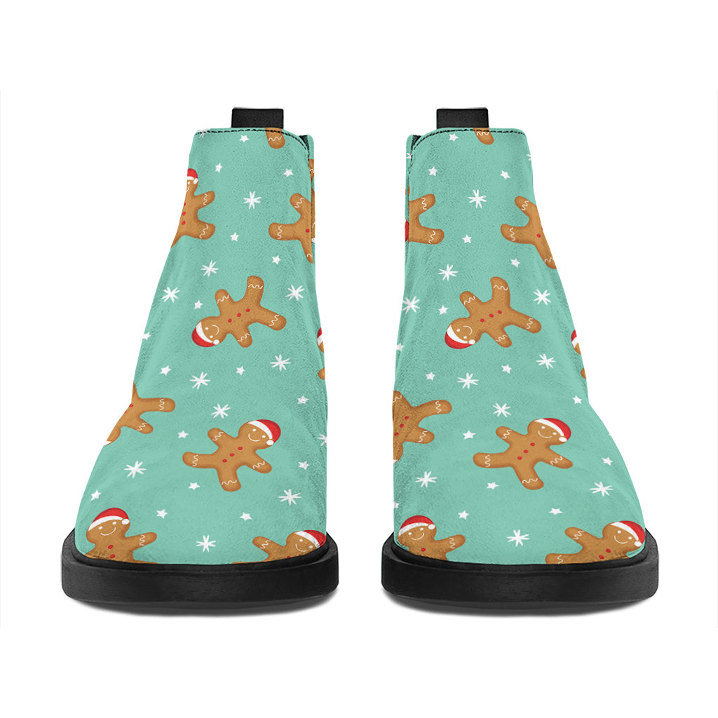 Little Gingerbread Man Pattern Print Flat Ankle Boots