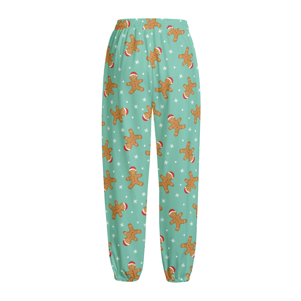 Little Gingerbread Man Pattern Print Fleece Lined Knit Pants