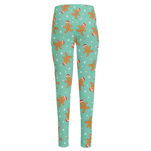 Little Gingerbread Man Pattern Print High-Waisted Pocket Leggings