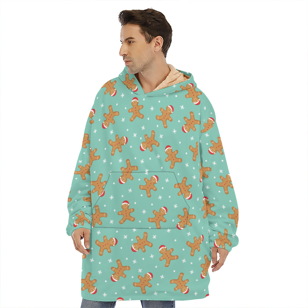 Little Gingerbread Man Pattern Print Hoodie Blanket