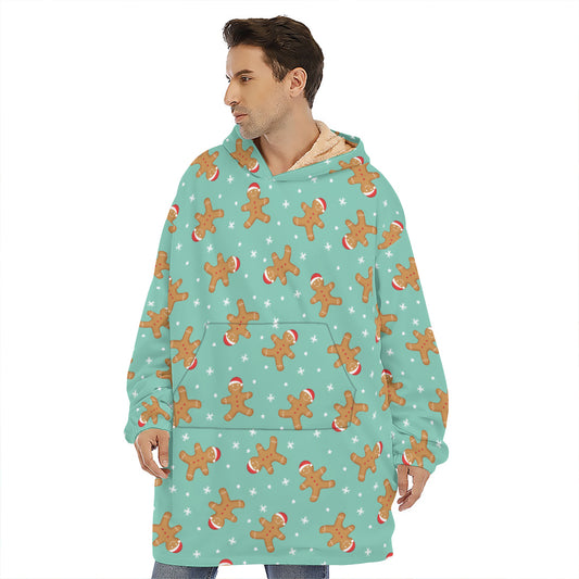 Little Gingerbread Man Pattern Print Hoodie Blanket