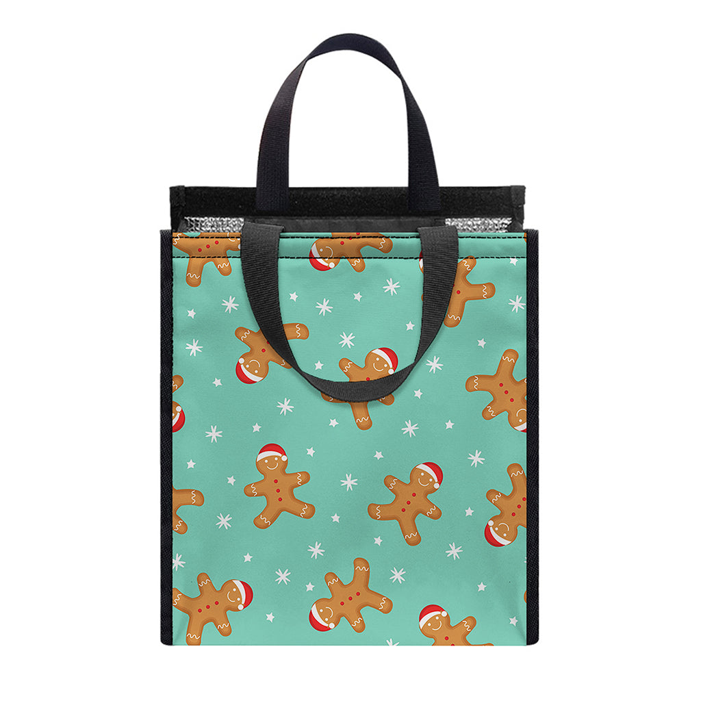 Little Gingerbread Man Pattern Print Insulated Lunch Tote