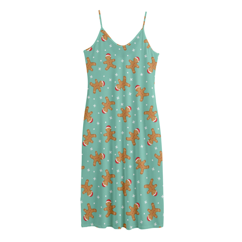 Little Gingerbread Man Pattern Print Jersey Midi Cami Dress