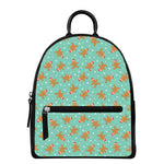 Little Gingerbread Man Pattern Print Leather Backpack