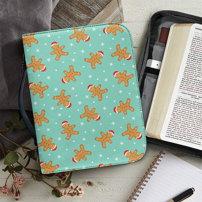 Little Gingerbread Man Pattern Print Leather Bible Cover