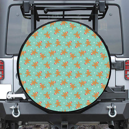 Little Gingerbread Man Pattern Print Leather Spare Tire Cover