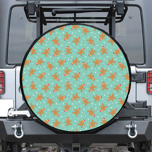 Little Gingerbread Man Pattern Print Leather Spare Tire Cover