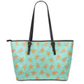 Little Gingerbread Man Pattern Print Leather Tote Bag With Zipper