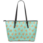 Little Gingerbread Man Pattern Print Leather Tote Bag