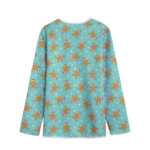 Little Gingerbread Man Pattern Print Long Sleeve Short Coat