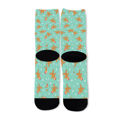 Little Gingerbread Man Pattern Print Long Socks