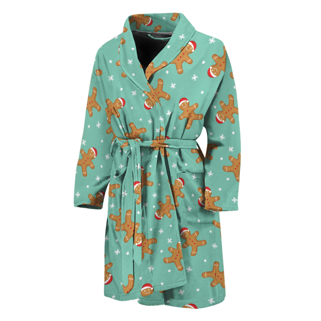 Little Gingerbread Man Pattern Print Men's Bathrobe