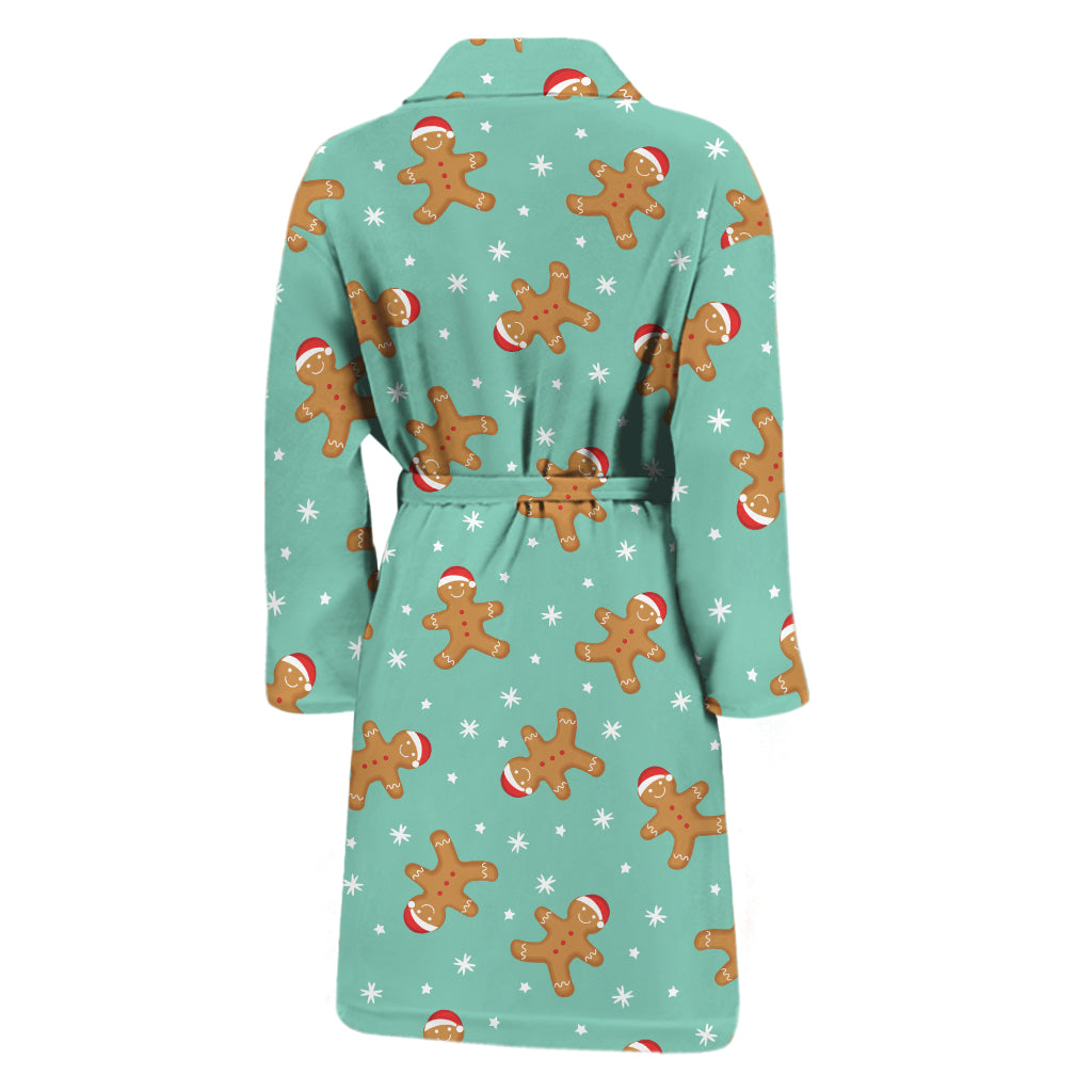 Little Gingerbread Man Pattern Print Men's Bathrobe