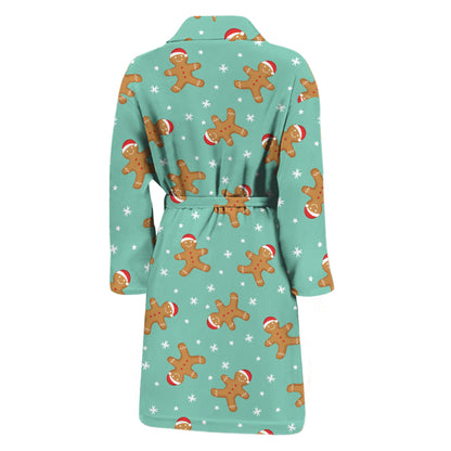 Little Gingerbread Man Pattern Print Men's Bathrobe