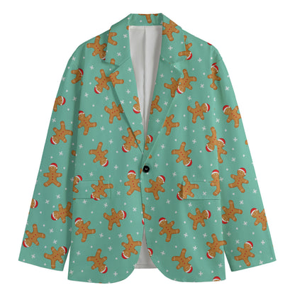 Little Gingerbread Man Pattern Print Men's Blazer