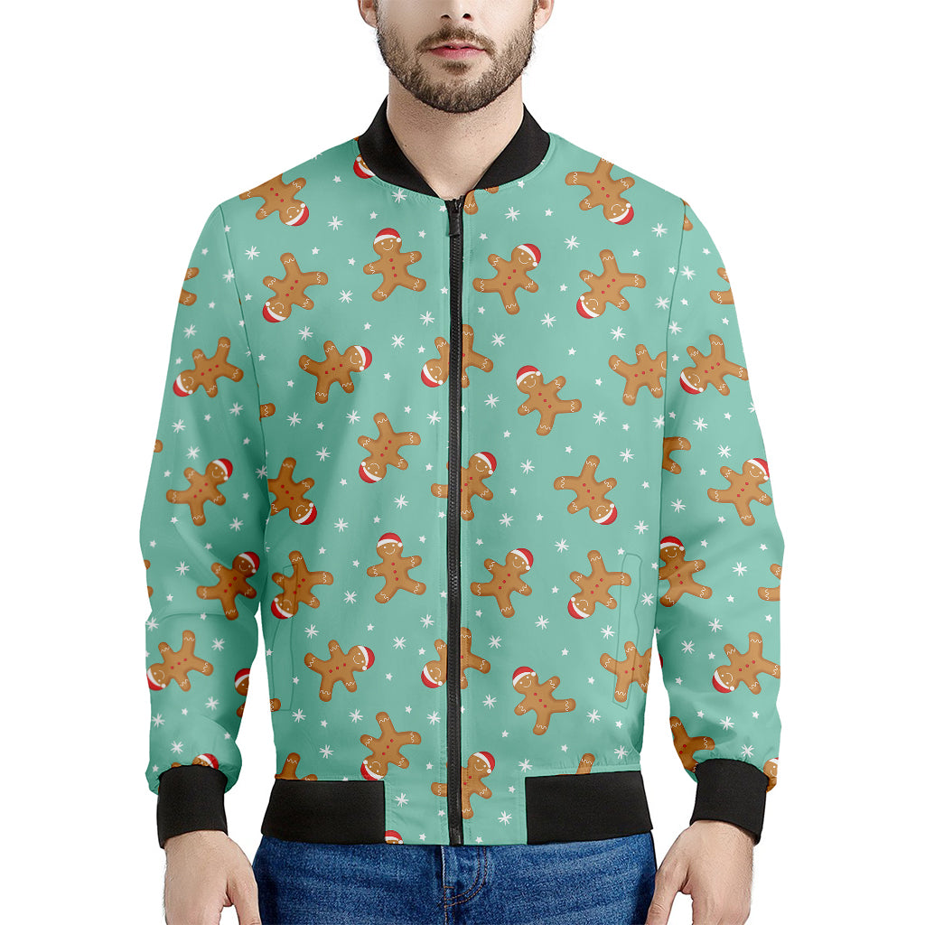 Little Gingerbread Man Pattern Print Men's Bomber Jacket