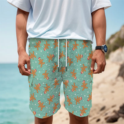 Little Gingerbread Man Pattern Print Men's Cargo Shorts