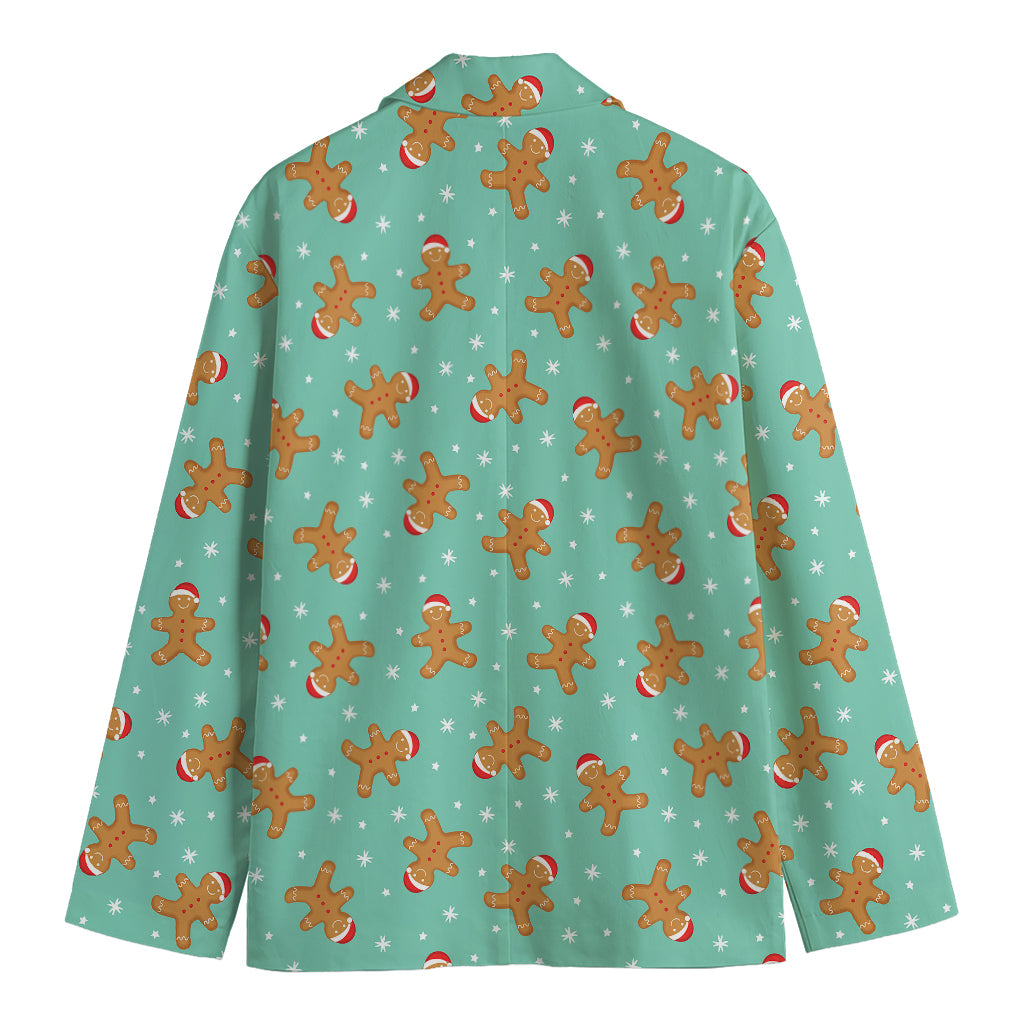 Little Gingerbread Man Pattern Print Men's Cotton Blazer