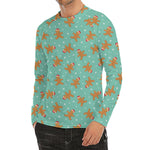 Little Gingerbread Man Pattern Print Men's Long Sleeve Rash Guard