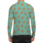 Little Gingerbread Man Pattern Print Men's Long Sleeve Rash Guard