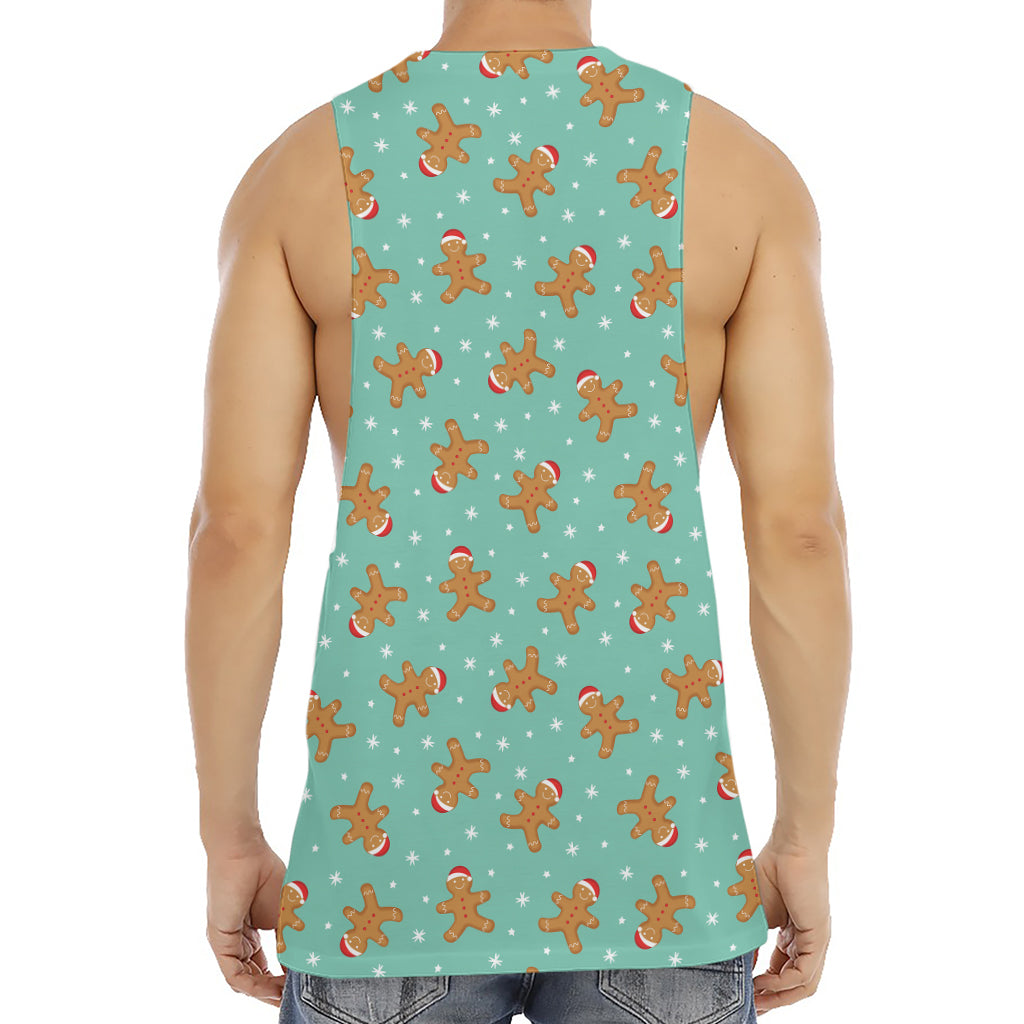 Little Gingerbread Man Pattern Print Men's Muscle Tank Top