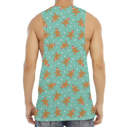 Little Gingerbread Man Pattern Print Men's Muscle Tank Top