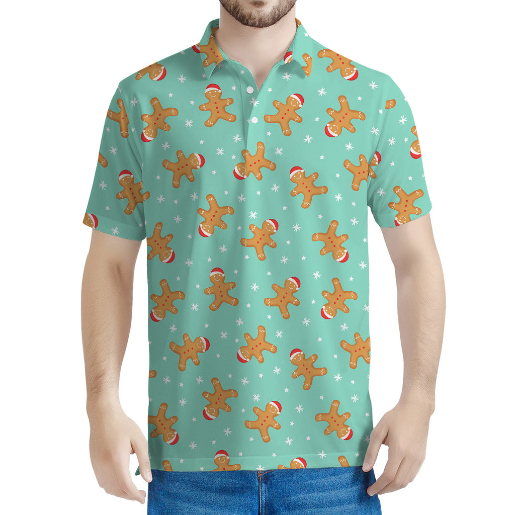 Little Gingerbread Man Pattern Print Men's Polo Shirt