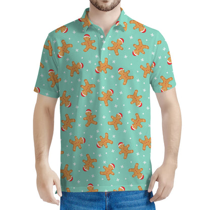 Little Gingerbread Man Pattern Print Men's Polo Shirt