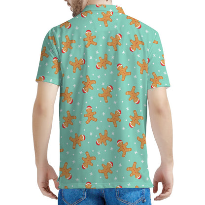 Little Gingerbread Man Pattern Print Men's Polo Shirt