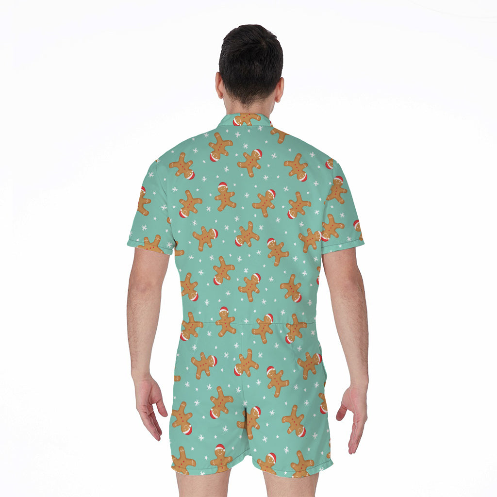 Little Gingerbread Man Pattern Print Men's Rompers