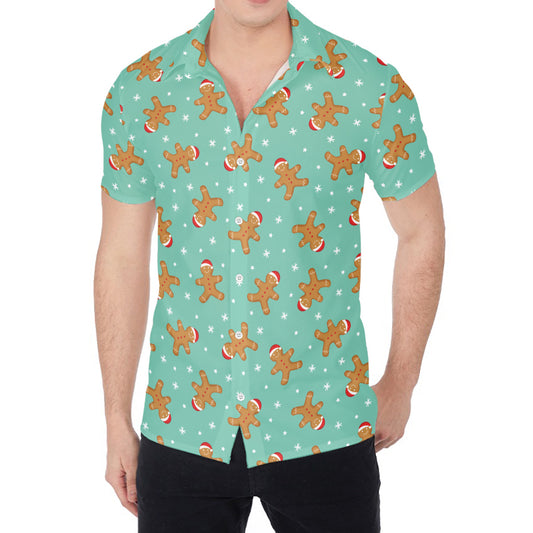 Little Gingerbread Man Pattern Print Men's Shirt