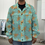 Little Gingerbread Man Pattern Print Men's Shirt Jacket