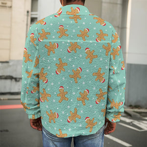 Little Gingerbread Man Pattern Print Men's Shirt Jacket