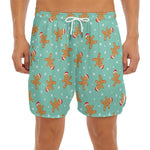 Little Gingerbread Man Pattern Print Men's Split Running Shorts