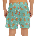 Little Gingerbread Man Pattern Print Men's Split Running Shorts