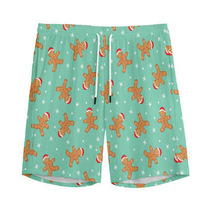 Little Gingerbread Man Pattern Print Men's Sports Shorts