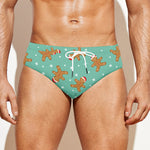 Little Gingerbread Man Pattern Print Men's Swim Briefs