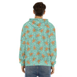 Little Gingerbread Man Pattern Print Men's Velvet Pullover Hoodie