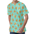 Little Gingerbread Man Pattern Print Men's Velvet T-Shirt