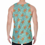 Little Gingerbread Man Pattern Print Men's Velvet Tank Top