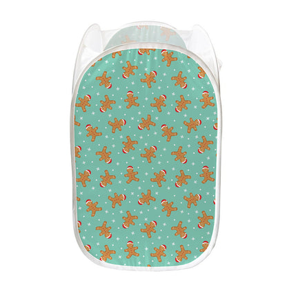 Little Gingerbread Man Pattern Print Mesh Laundry Hamper