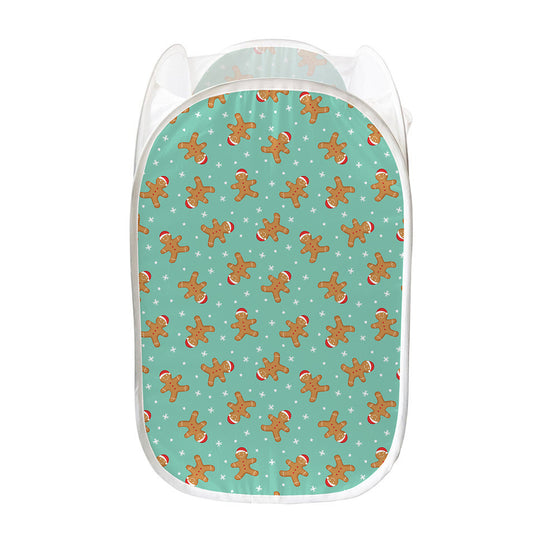 Little Gingerbread Man Pattern Print Mesh Laundry Hamper