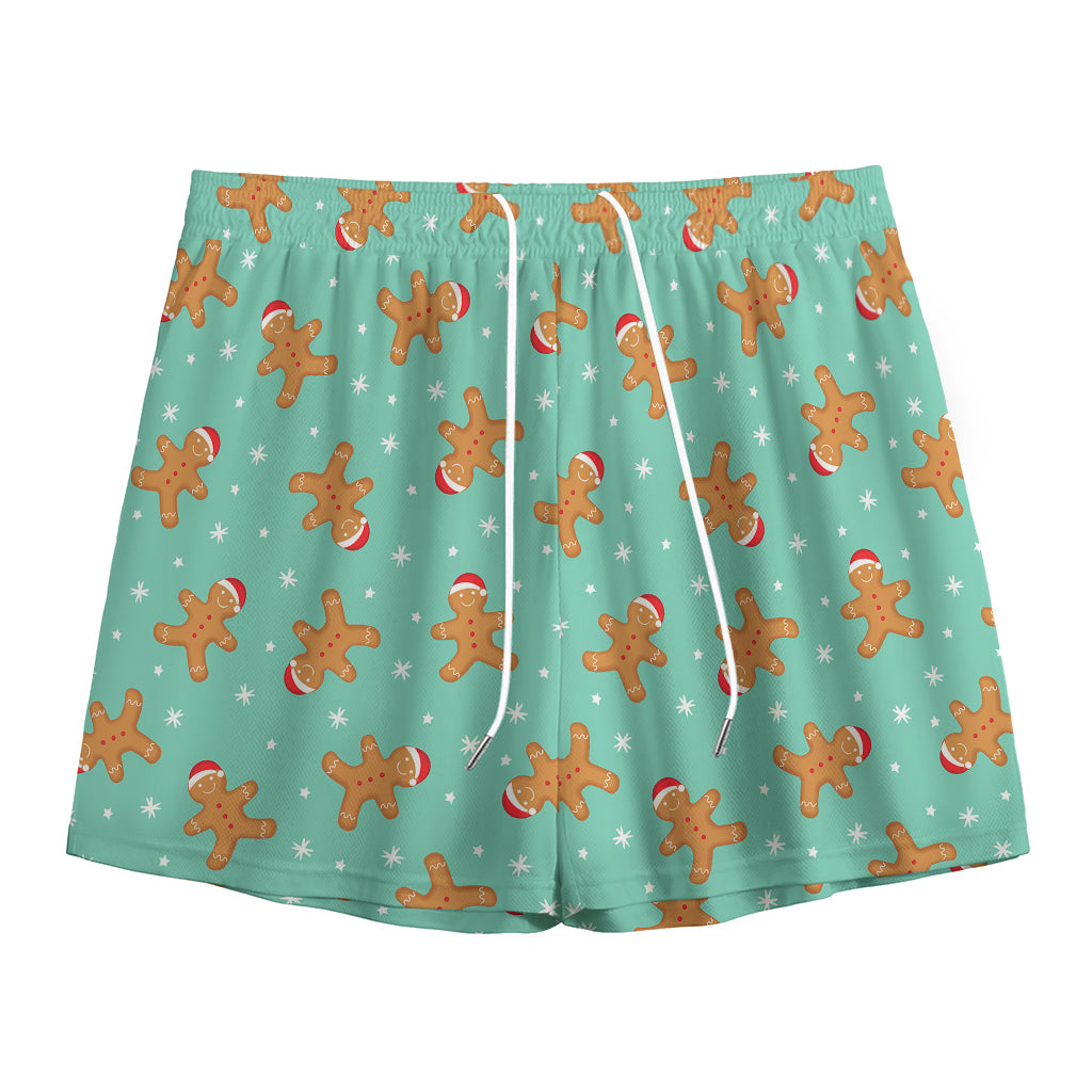 Little Gingerbread Man Pattern Print Mesh Shorts