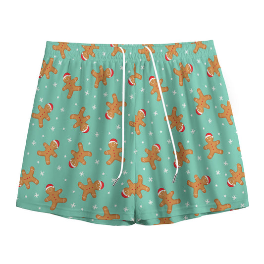 Little Gingerbread Man Pattern Print Mesh Shorts