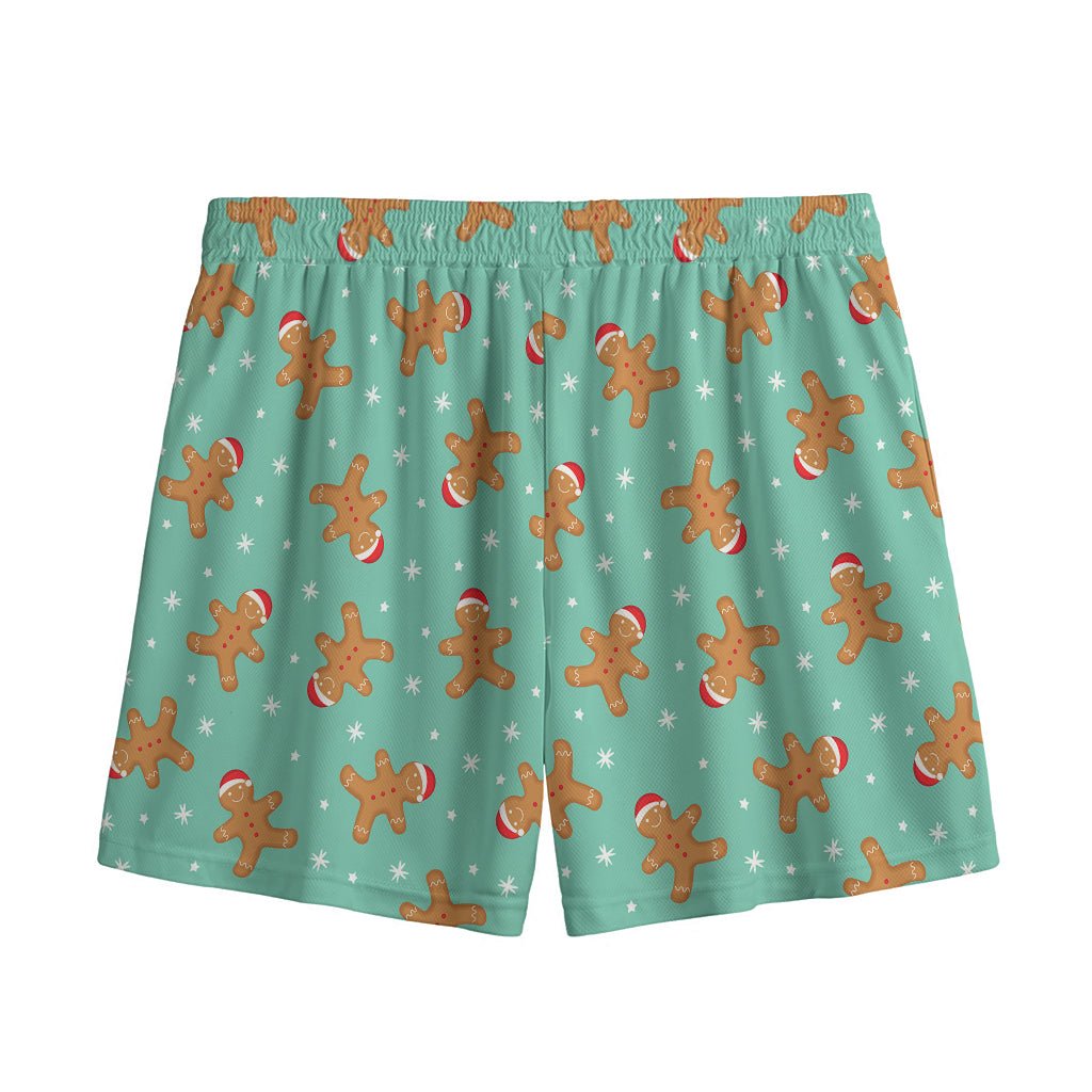 Little Gingerbread Man Pattern Print Mesh Shorts