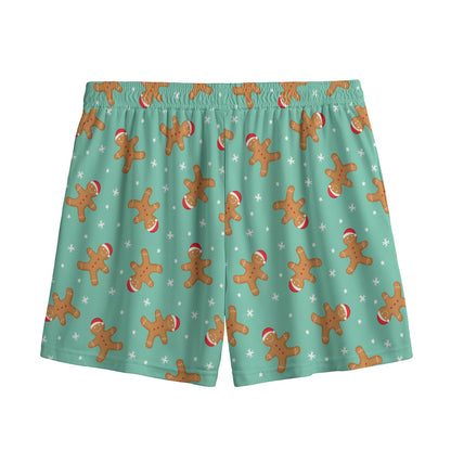 Little Gingerbread Man Pattern Print Mesh Shorts