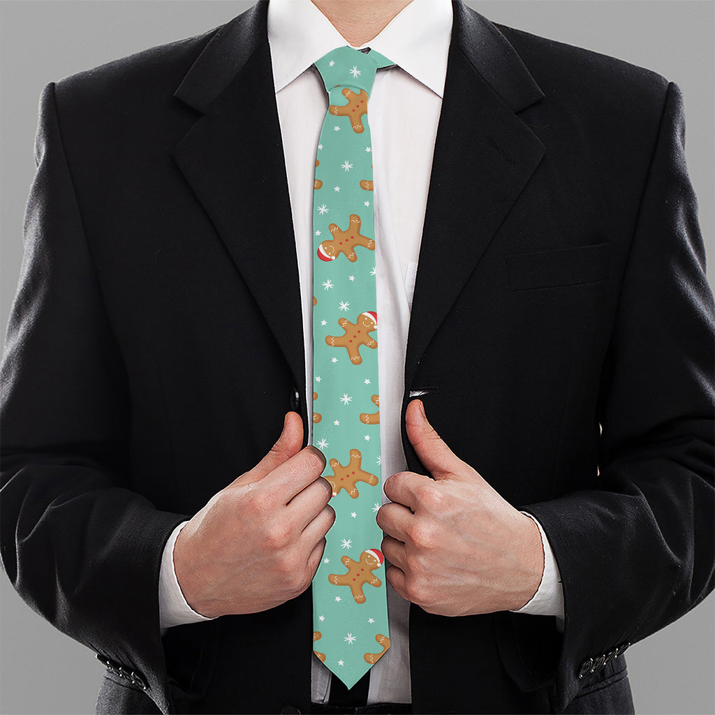 Little Gingerbread Man Pattern Print Necktie
