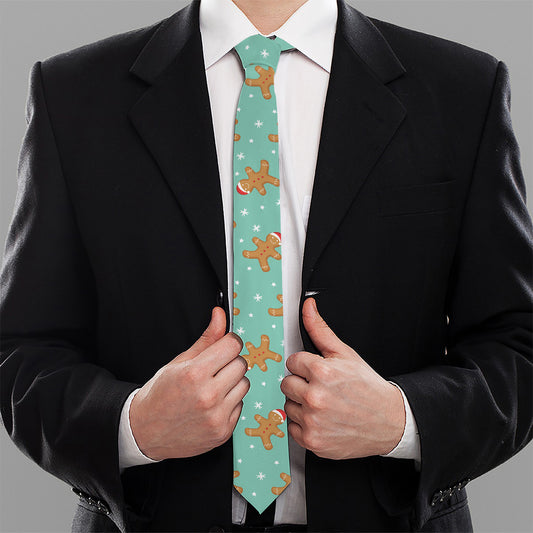 Little Gingerbread Man Pattern Print Necktie